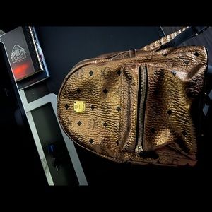 MCM Metallic Gold Backpack 100% Authentic